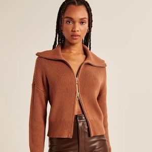 NWT ABERCROMBIE DOUBLE ZIP RIBBED CARDIGAN